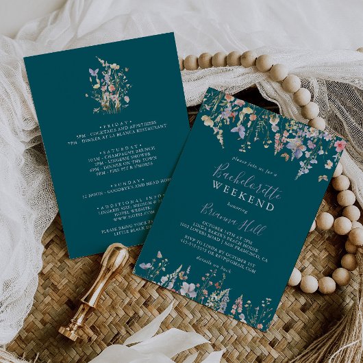 Grünes Bachelorette Wochenende der Wildblume Multi Einladung