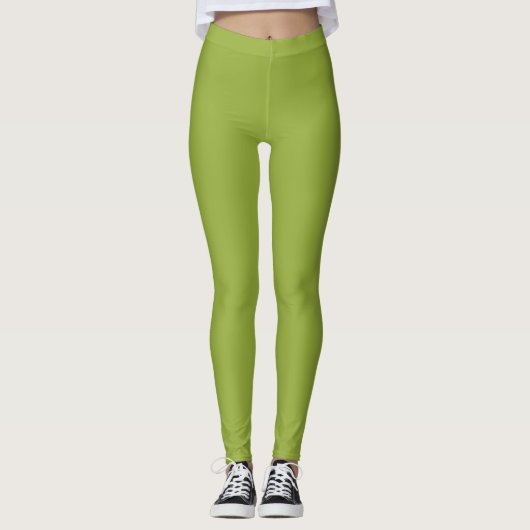 Grünes Bambusblatt Leggings (Vorderseite)