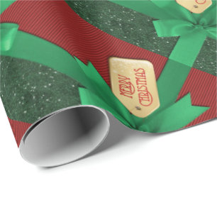 Grünes Band-frohe Weihnacht-Packpapier Geschenkpapier