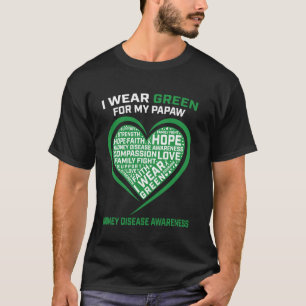 Grünes Band Papaw-Nierenkrankheit-Bewusstsein Herz T-Shirt