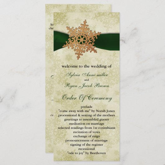 Grünes Band, rustikale Schneeflocke Programm (Vorne/Hinten)