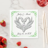 Grünes Band Silver Swans Papier Napkins Serviette (Beispiel)
