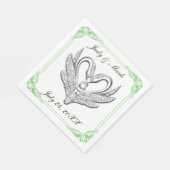 Grünes Band Silver Swans Papier Napkins Serviette (Ecke)