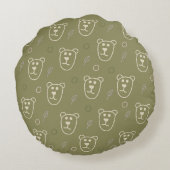 Grünes Bärchenmuster Rundes Kissen (Rückseite)