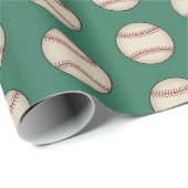 Grünes Baseball-Geschenkpapier Geschenkpapier (Rolleneckpunkt)