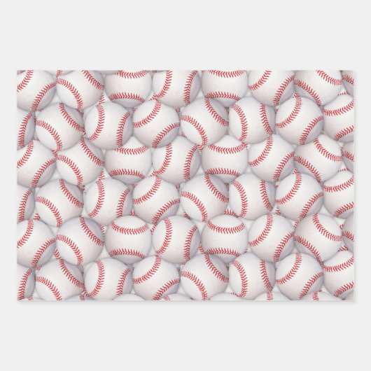 Grünes Baseball-Umschlagpapier - Flachblatt-Set 3 Geschenkpapier Set (Vorderseite 2)