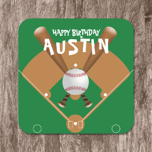 Grünes Baseballfeld - Glück zum Geburtstag Rechteckiger Pappuntersetzer