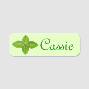 Grünes Basil Leaf Blätter Herb Garden Kochen Namensschild