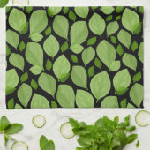 Grünes Basil Leaf Herb Muster Botanisch Geschirrtuch (Gefaltet)