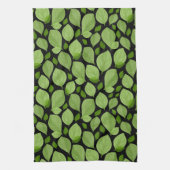 Grünes Basil Leaf Herb Muster Botanisch Geschirrtuch (Vertikal)