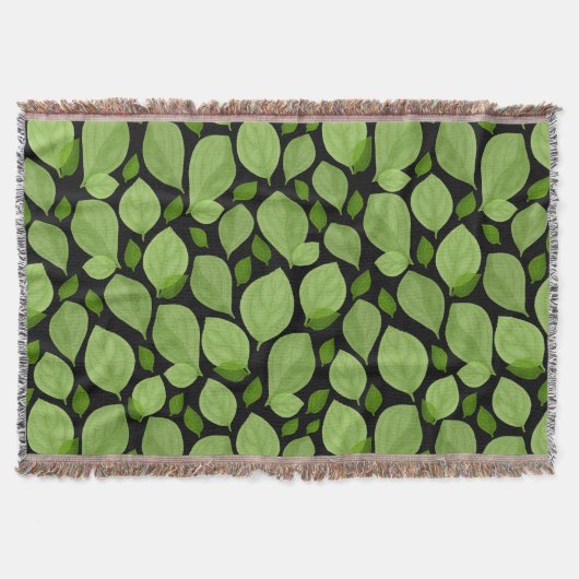 Grünes Basil Leaf Herb Muster Decke (Vorderseite)