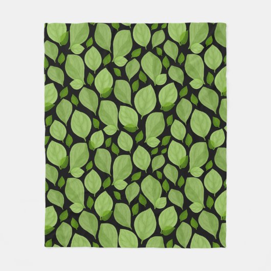 Grünes Basil Leaf Herb Muster Fleecedecke (Vorderseite)