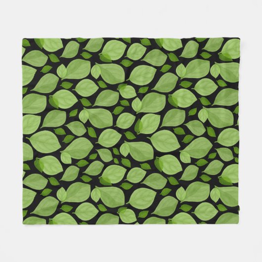 Grünes Basil Leaf Herb Muster Fleecedecke (Vorderseite (Horizontal))