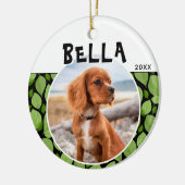 Grünes Basil-Leaf-Muster Puppy-Hund-Foto Keramik Ornament (Links)