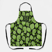 Grünes Basilikum-Krautleaf-Muster Botanisches Mono Schürze (Vorderseite)
