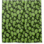 Grünes Basilikum Leaf Muster auf schwarzer Natur Duschvorhang (Vorderseite)