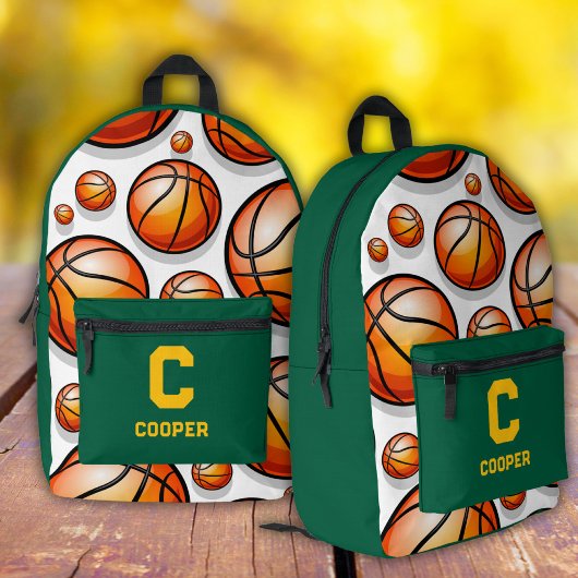 Grünes Basketballmuster Bedruckter Rucksack