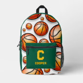 Grünes Basketballmuster Bedruckter Rucksack (Vorderseite)