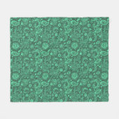 Grünes Batik-Boho Blumenmuster Fleecedecke (Vorderseite (Horizontal))