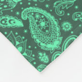 Grünes Batik-Boho Blumenmuster Fleecedecke (Ecke)