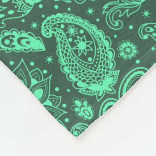Grünes Batik-Boho Blumenmuster Fleecedecke (Ecke)