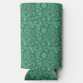 Grünes Batik-Boho Blumenmuster Selters Dosenkühler (Rückseite)