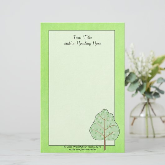 Grünes Baum-Briefpapier Briefpapier (Stehend Vorderseite)