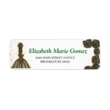 Grünes benutzerdefiniertes Quinceañera-Adressetike