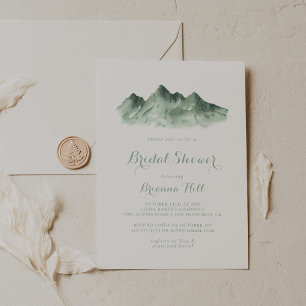 Grünes Berglandkalligrafie-Brautparty Einladung