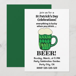 Grünes Bier Lucky St Patricks Day Green Beer Einladung