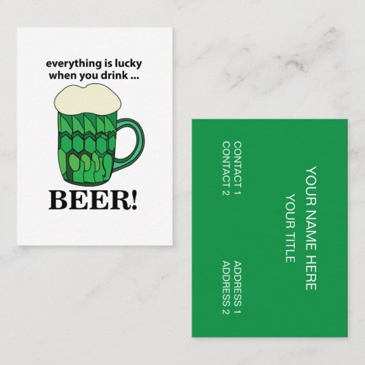 Grünes Bier Lucky St Patricks Day Green Beer Visitenkarte (Vorne/Hinten)
