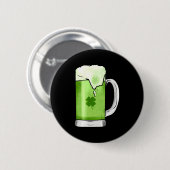 Grünes Bier mit Kleeblatt am St Patrick's Day Button (Vorne & Hinten)