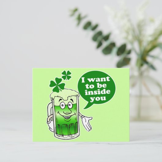 Grünes Bier will, in dir zu sein Postkarte (Stehend Vorderseite)