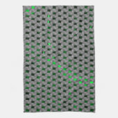 Grünes Bild unter grauen Plaques, längliche Quadra Geschirrtuch (Vertikal)