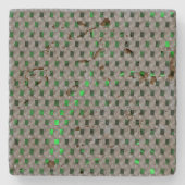 Grünes Bild unter grauen Plaques, längliche Quadra Steinuntersetzer (Vorderseite)