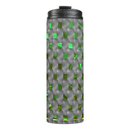 Grünes Bild unter grauen Plaques, längliches Quadr Thermosbecher (Vorderseite)