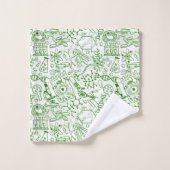 Grünes Biologie-Muster Badhandtuch Set (Waschlappen)