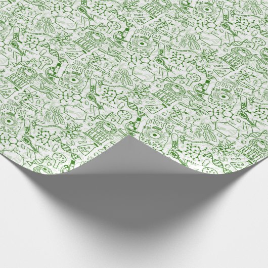 Grünes Biologie-Muster Geschenkpapier (Ecke)