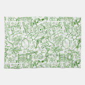 Grünes Biologie-Muster Geschirrtuch (Horizontal)