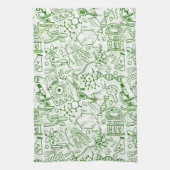 Grünes Biologie-Muster Geschirrtuch (Vertikal)