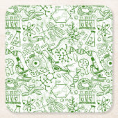 Grünes Biologie-Muster Rechteckiger Pappuntersetzer (Vorderseite)