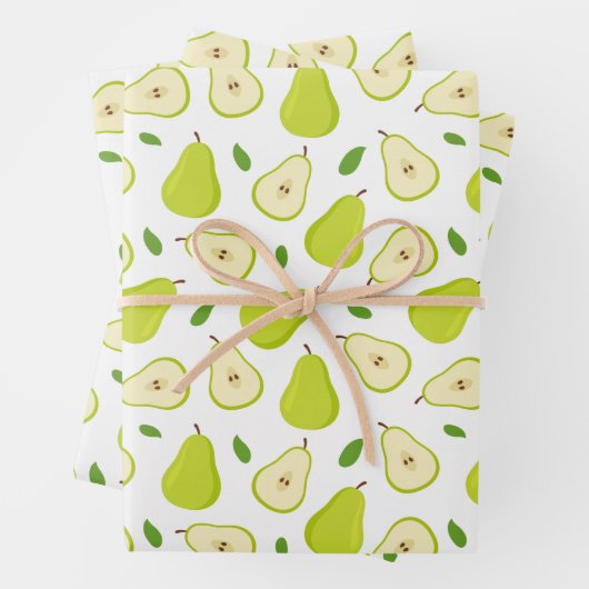 Grünes Birnenmuster Geschenkpapier Set (Beispiel)
