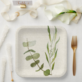 Grünes Blatt Aquarellpapier Pappteller