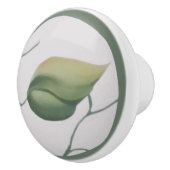 Grünes Blatt auf Sahnehintergrund Keramikknauf (Rechts)