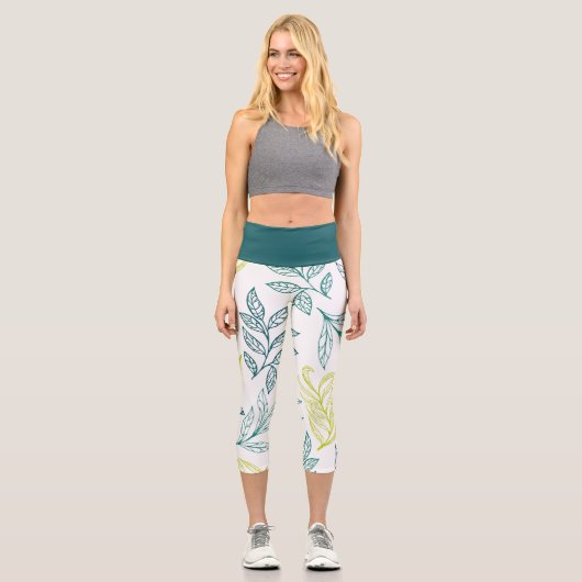 Grünes Blatt Capri Leggings (Vorderseite)