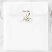 Grünes Blatt Danke Quadratischer Aufkleber (Tasche)