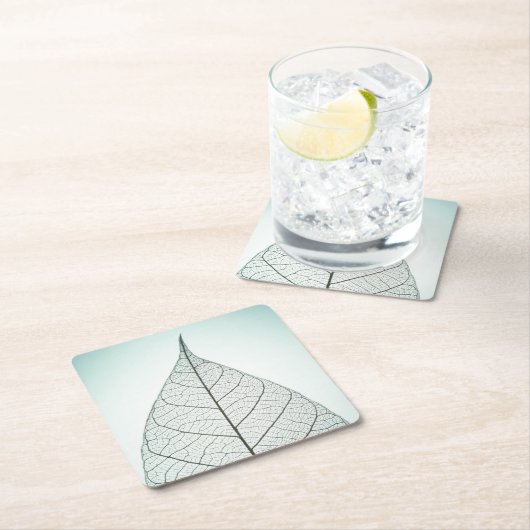 Grünes Blatt-Skelett Rechteckiger Pappuntersetzer (Vor Ort)