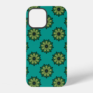 Grünes Blatt und Blumen nahtloses Muster Hintergru iPhone 12 Hülle