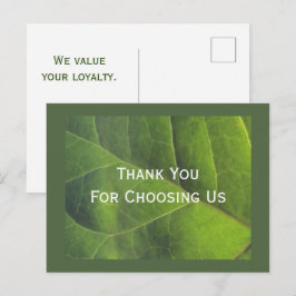 Grünes Blatt Vielen Dank für Ihr Geschäft Postkarte