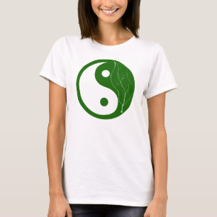 Grünes Blatt Yin Yang Symbol T-Shirt